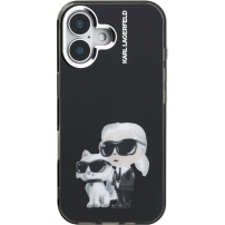 Karl Lagerfeld IML Aquarelle Karl and Choupette калъф за iPhone 16 - черен