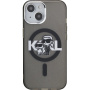 Karl Lagerfeld IML Glitter Karl and Choupette Sketch блестящ калъф с MagSafe за iPhone 15 - сив