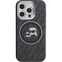 Karl Lagerfeld IML K&CH Heads Repeated Logo блестящ калъф с MagSafe за iPhone 16 Pro - черен