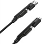 Nomad Kevlar 2в1 плетен кабел за зареждане - USB-C / USB-A към USB-C / micro USB - 30 cm - черен
