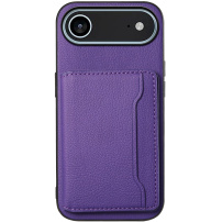Кожен калъф с джоб за карти за iPhone Air - лилав
