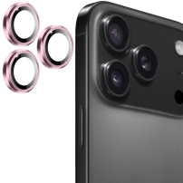 ENKAY закалено стъкло с метална рамка за защита на лещите на задната камера за iPhone 17 Pro / 17 Pro Max - розов