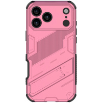 Издръжлив защитен калъф със стойка за iPhone 17 Pro - розов