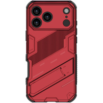 Издръжлив защитен калъф със стойка за iPhone 17 Pro Max - червен