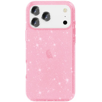 Прозрачен калъф с блясък за iPhone 17 Pro Max - розов