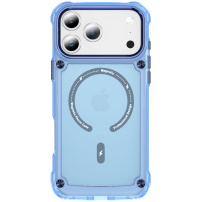 Устойчив прозрачен калъф с MagSafe за iPhone 17 Pro - син