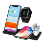 Q20 4в1 сгъваема безжична стойка за iPhone / Apple Watch / AirPods с Lightning конектор - 15W - черна