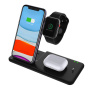 Q20 4в1 сгъваема безжична стойка за iPhone / Apple Watch / AirPods с Lightning конектор - 15W - черна