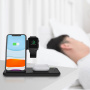 Q20 4в1 сгъваема безжична стойка за iPhone / Apple Watch / AirPods с Lightning конектор - 15W - черна