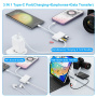NK-104 Pro 4в1 редуктор с четец за карти - слот за SD / TF карта / USB-C / USB-A към USB-C / Lightning - бял