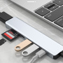7в1 хъб - слот за SD / TF карта / HDMI / 2x USB-C / 2x USB-A към USB-C - сив