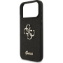 Guess Fixed Glitter 4G Metal Logo блестящ калъф за iPhone 17 Pro Max - черен
