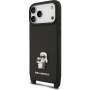 Karl Lagerfeld Saffiano Crossbody Metal Karl and Choupette калъф с регулируема презрамка за iPhone 17 Pro Max - черен