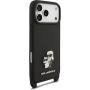 Karl Lagerfeld Saffiano Crossbody Metal Karl and Choupette калъф с регулируема презрамка за iPhone 17 Pro Max - черен