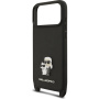 Karl Lagerfeld Saffiano Crossbody Metal Karl and Choupette калъф с регулируема презрамка за iPhone 17 Pro Max - черен