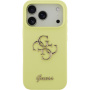 Силиконов калъф Guess 4G Metal Logo за iPhone 17 Pro - неоново жълт