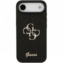 Guess Fixed Glitter 4G Metal Logo блестящ калъф за iPhone Air - черен