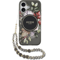 Guess IML Flowers Strap кейс с каишка и MagSafe за iPhone 17 - сив