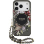 Guess IML Flowers Strap кейс с каишка и MagSafe за iPhone 17 Pro - сив