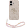 Калъф с каишка Guess 4G Metal Logo за iPhone 17 - розов