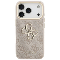 Калъф Guess 4G Metal Logo Gold Frame за iPhone 17 Pro Max - розов