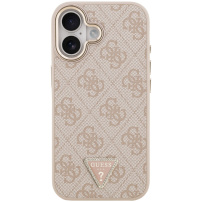 Калъф Guess 4G Triangle Logo Gold Frame с MagSafe за iPhone 17 - розов