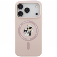 Karl Lagerfeld Karl and Choupette силиконов калъф с MagSafe за iPhone 17 Pro - розов