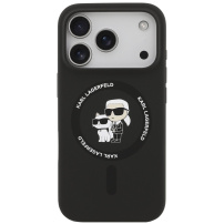 Karl Lagerfeld Karl and Choupette силиконов калъф с MagSafe за iPhone 17 Pro Max - черен