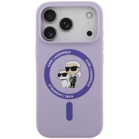 Karl Lagerfeld Karl and Choupette силиконов калъф с MagSafe за iPhone 17 Pro Max - лилав