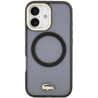 Lacoste Frosted Finish Gold Logo калъф с MagSafe за iPhone 17 - сив