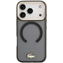 Калъф Lacoste Frosted Finish Gold Logo с MagSafe за iPhone 17 Pro Max - сив