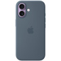 Оригинален Apple силиконов калъф с MagSafe за iPhone 17 - стоманено син
