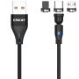 ENKAY 3в1 кабел за зареждане и данни със сменяеми магнитни конектори - USB-A към USB-C / Lightning / micro USB - 1 m - черен