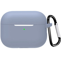 Защитен силиконов калъф с карабинер за AirPods Pro 3 - синьо-сив