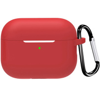 Защитен силиконов калъф с карабинер за AirPods Pro 3 - червен