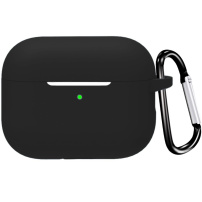 Защитен силиконов калъф с карабинер за AirPods Pro 3 - черен