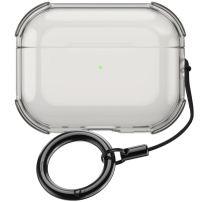 Прозрачен калъф с карабинер за AirPods Pro 3 - сив