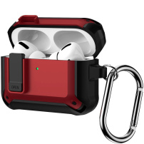Супер устойчив калъф с карабинер за AirPods Pro 3 - червен