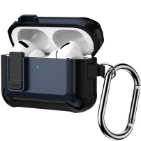 Супер издръжлив калъф с карабинер за AirPods Pro 3 - тъмно син