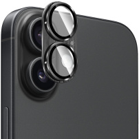 ENKAY закалено стъкло с шлифована рамка за защита на лещите на камерата за iPhone 17 - черно