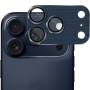 ENKAY закалено стъкло с полирана рамка за защита на лещите на камерата за iPhone 17 Pro Max - тъмно синьо