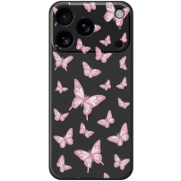 Защитен калъф с мотив пеперуди за iPhone 17 Pro Max - черен