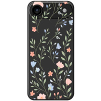 Защитен калъф с флорален мотив за iPhone Air - черен