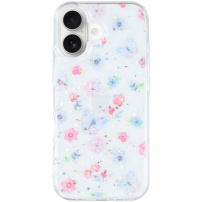 Блестящ прозрачен калъф за iPhone 17 - пеперуди