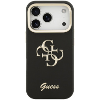 Guess Grained 4G Logo калъф с изскачаща стойка за iPhone 17 Pro Max - черен