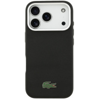 Калъф Lacoste Iconic Petit Pique Metal Logo с MagSafe за iPhone 17 Pro Max - черен