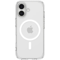 Spigen Ultra Hybrid прозрачен калъф с бял MagSafe за iPhone 17 - прозрачен
