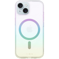 FIXED MagRainbow прозрачен калъф с MagSafe за iPhone 15 - дъга