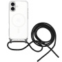 FIXED MagPure Neck прозрачен калъф с връзка и MagSafe за iPhone 17 - черен