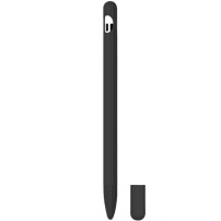 3в1 силиконов калъф с две покрития на върха за Apple Pencil 1. поколение - черен